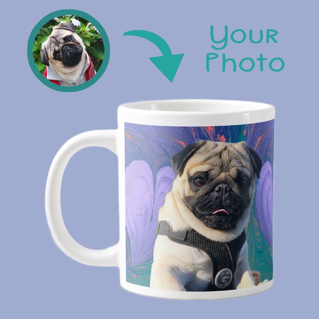 Cute Valentine Hearts Kärlek Lila Two Photos Jumbo Mugg (Skapare uppladdad)