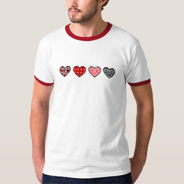 Cute Valentine Hearts Pattern | Cute Love Heart T Shirt (Framsida)
