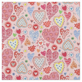 Cute Valentine-hjärtan kärlek rosa mönster Tyg