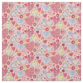Cute Valentine-hjärtan kärlek rosa mönster Tyg