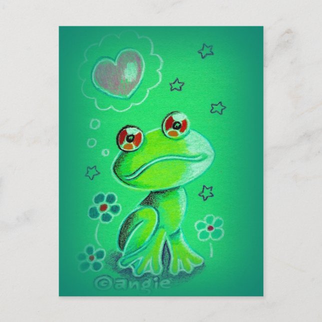 Cute Valentine Kärlek Frog Helg Vykort (Framsida)