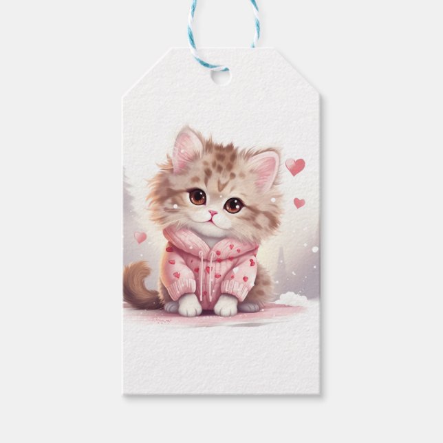 Cute Valentine kattunge Presentetikett (Framsidan)