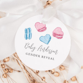 Cute Valentine Macarons Hearts Gender Reveal Gåvor Etiketter