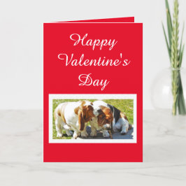 Cute Valentine med Basset Hounds och Hearts Helgkort
