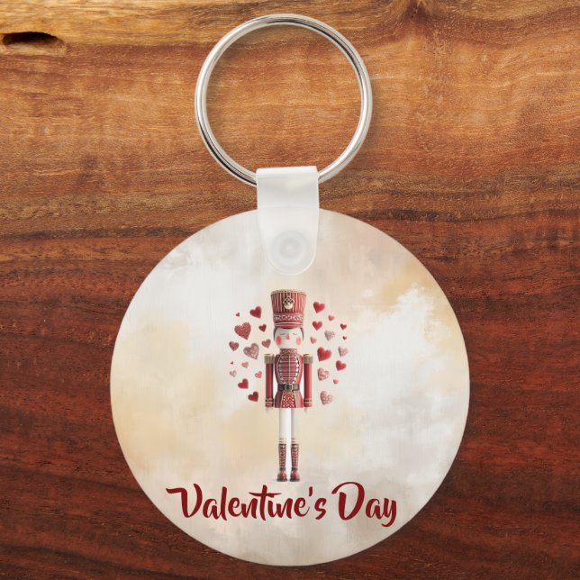 Cute Valentine Nutcracker Heart Keychain Nyckelring (Framsida)
