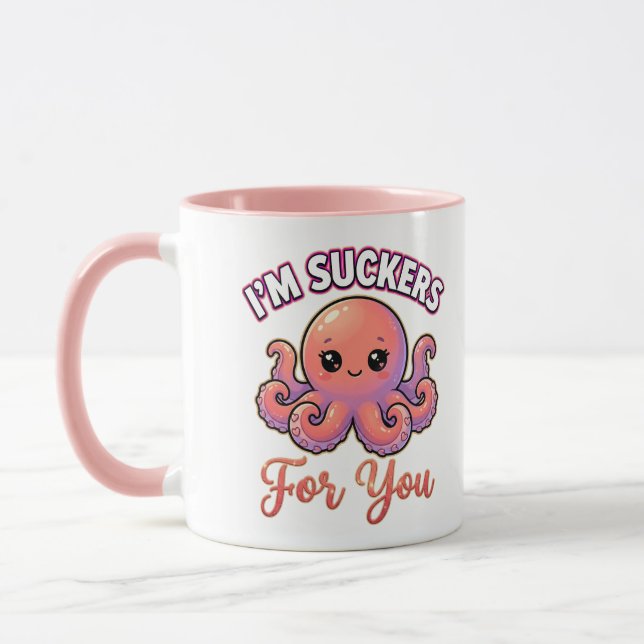 Cute Valentine Octopus – I’m Suckers for You Mugg (Vänster)