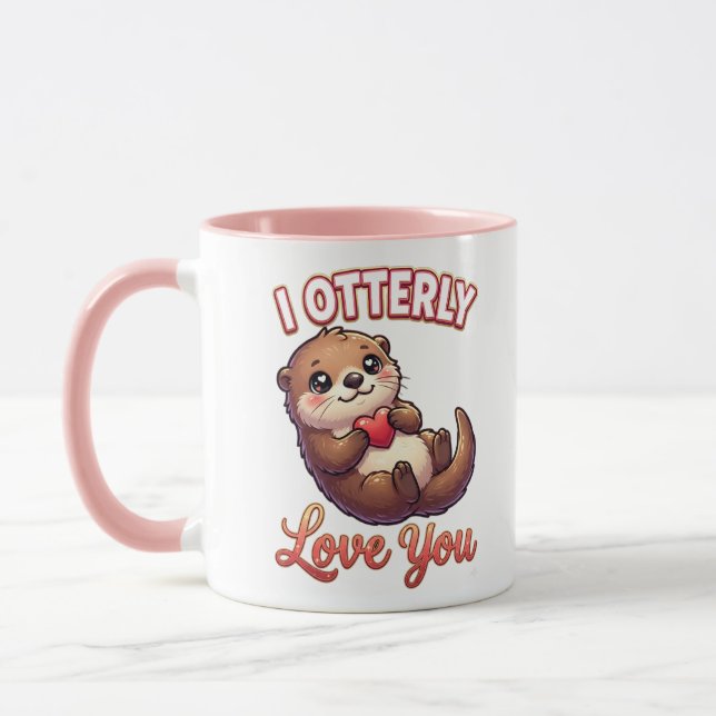 Cute Valentine Otter – I Otterly Love You Mugg (Vänster)