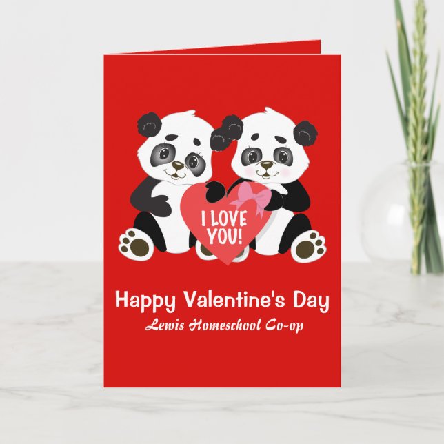 Cute Valentine Pandas Homeschool Card Kort (Framsida)