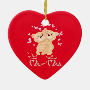 Cute valentine-par keramiska prydnadsföremål julgransprydnad keramik