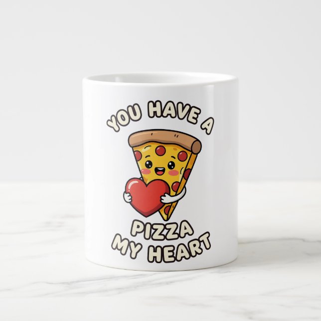 Cute Valentine Pizza Slice – Fun Romantic Gift for Jumbo Mugg (Framsidan)