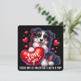 Cute Valentine Puppy - Alla hjärtans dagskort Tack Kort