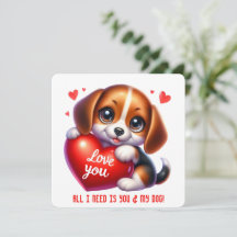 Cute Valentine Puppy - Alla hjärtans dagskort
