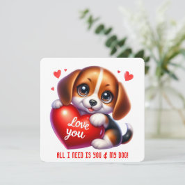 Cute Valentine Puppy - Alla hjärtans dagskort Tack Kort