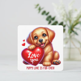 Cute Valentine Puppy - Alla hjärtans dagskort Tack Kort