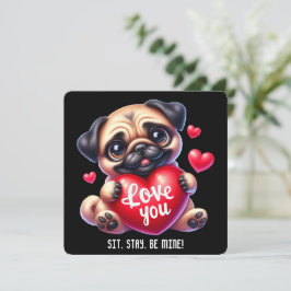 Cute Valentine Puppy - Alla hjärtans dagskort Tack Kort