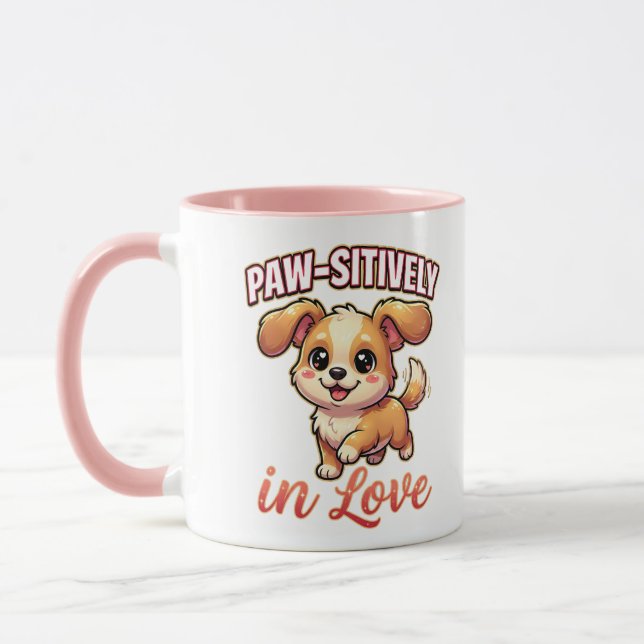 Cute Valentine Puppy – Paw-sitively in Love Mugg (Vänster)