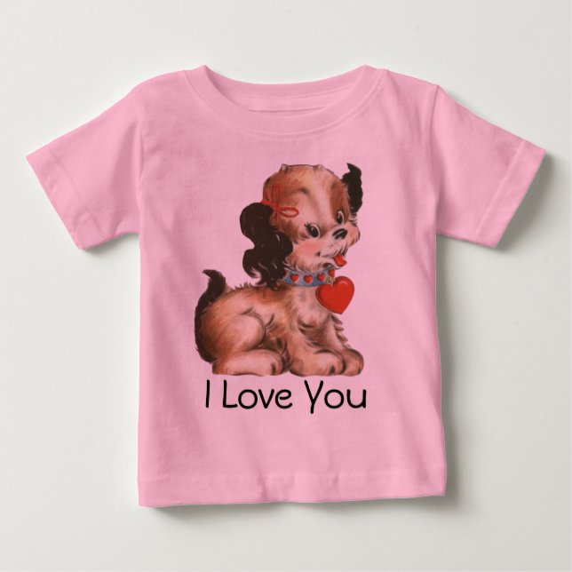 Cute Valentine Puppy T-shirt för Baby (Framsida)