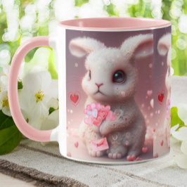 Cute Valentine Rabbit holding Mail Personlig Mugg
