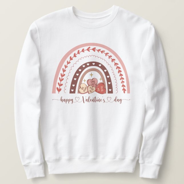 Cute Valentine Rainbow | Valentine Gift | Valentin Lång Ärmad Tröja (Design framsida)