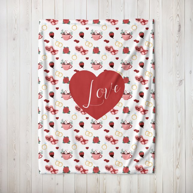 Cute Valentine`s Day Blanket With A Red Heart Fleecefilt (Skapare uppladdad)