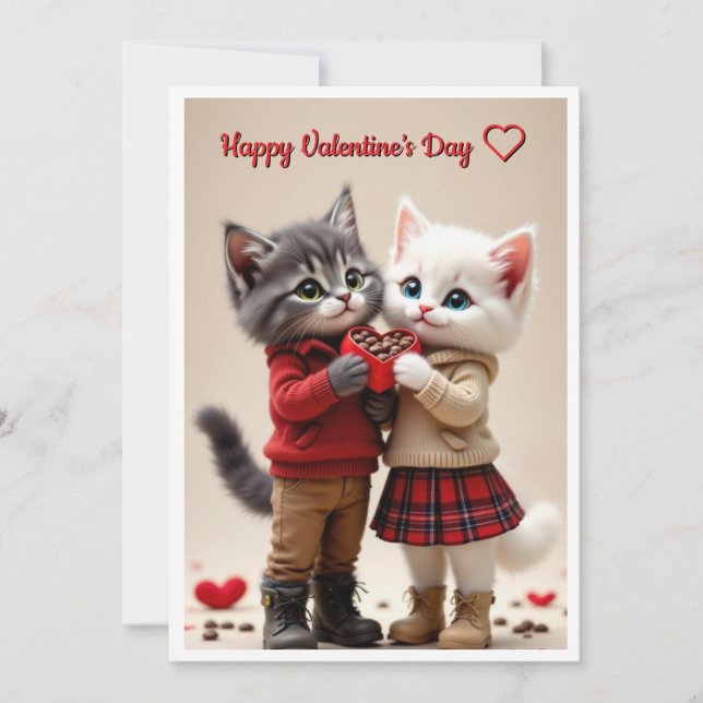 Cute Valentine’s Day Card – Tom & Luna Julkort (Framsida)