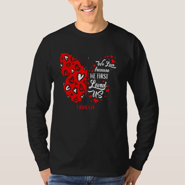 Cute Valentine S Day Women Girls Christian Butterf T Shirt (Framsida)