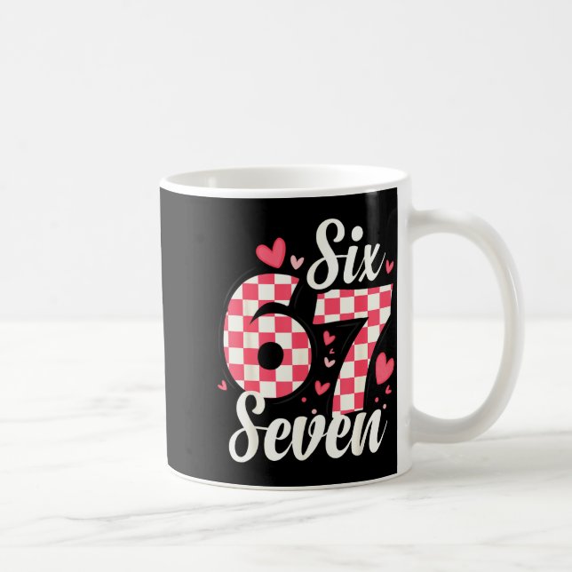 Cute Valentine Six Seven Checkerboard Love Nk Hear Kaffemugg (Höger)