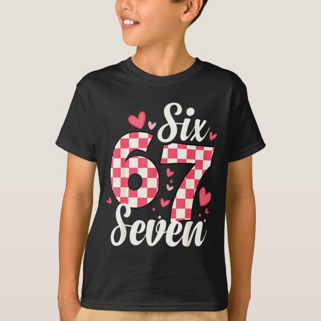 Cute Valentine Six Seven Checkerboard Love Nk Hear T Shirt (Framsida)