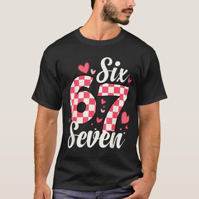 Cute Valentine Six Seven Checkerboard Love Nk Hear T Shirt (Framsida)