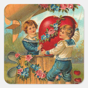 Cute Valentine Stickers Fyrkantigt Klistermärke