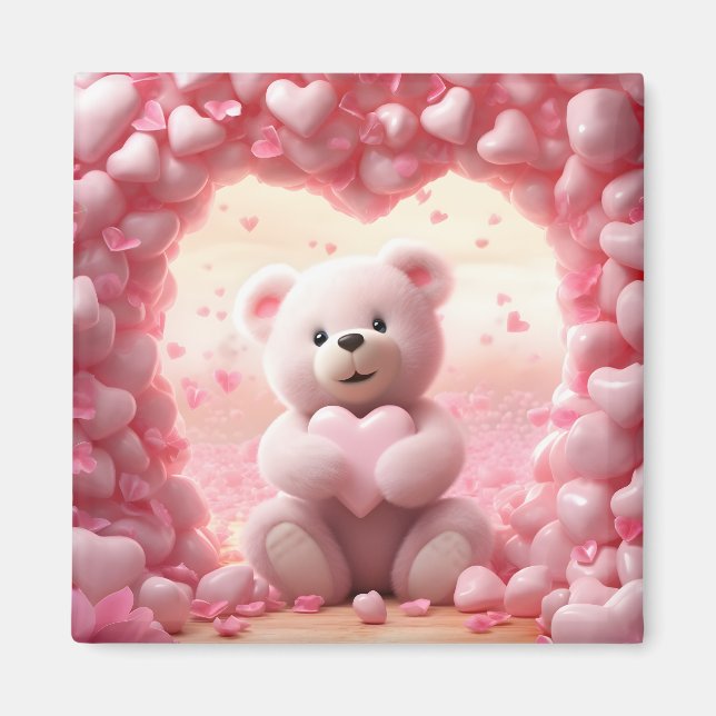Cute Valentine Teddy Bear Magnet  (Framsidan)