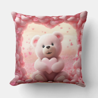 Cute Valentine Teddy Bear Throw Pillow Kudde