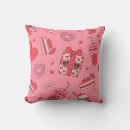 Cute Valentine Treats Pattern Throw Pillow Kudde
