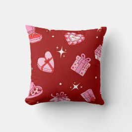 Cute Valentine Treats Pattern Throw Pillow Kudde