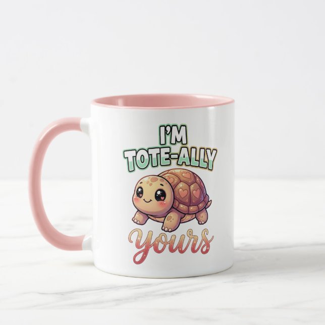 Cute Valentine Turtle – I’m Tote-Ally Yours Mugg (Vänster)