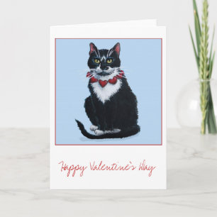 Cute Valentine tuxedo cat-hälsningskort Helgkort