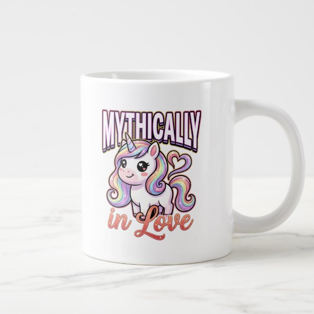 Cute Valentine Unicorn – Mythically in Love Jumbo Mugg (Höger)