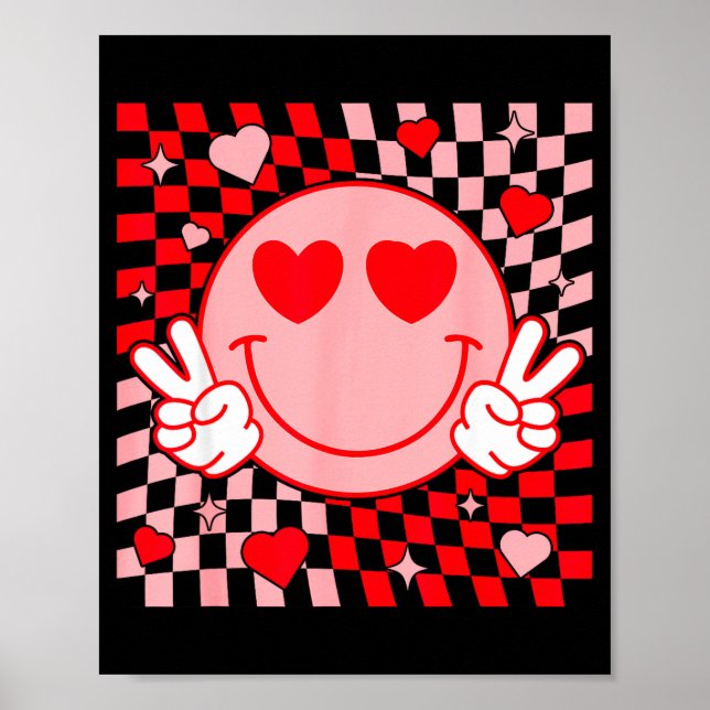 Cute Valentine Vibes Groovy Valentine Day Men Wome Poster (Framsidan)