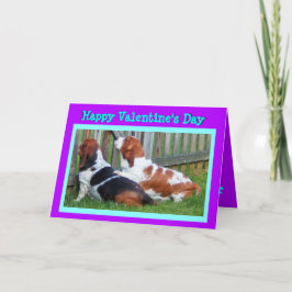 Cute Valentine w/Funny Basset Hounds Helgkort
