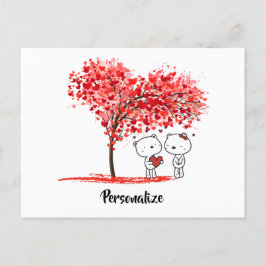 Cute Valentine Watercolor Artsy Personalize Helg Vykort