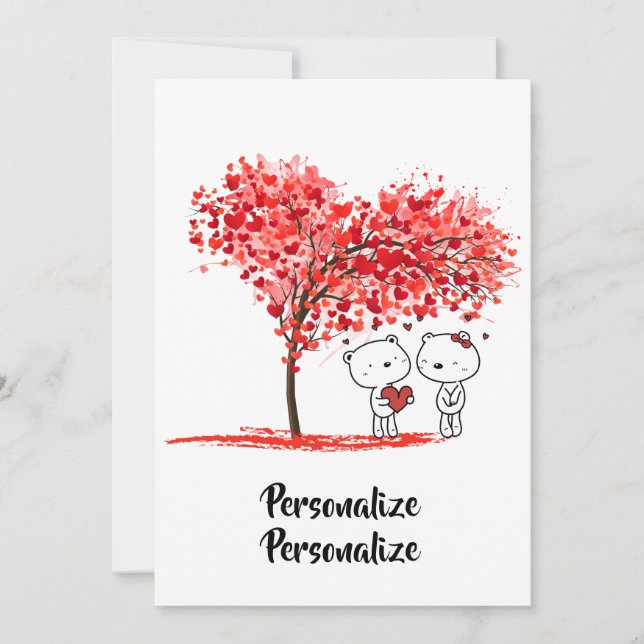 Cute Valentine Watercolor Artsy Personalize Julkort (Framsida)