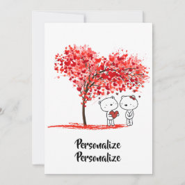 Cute Valentine Watercolor Artsy Personalize Julkort
