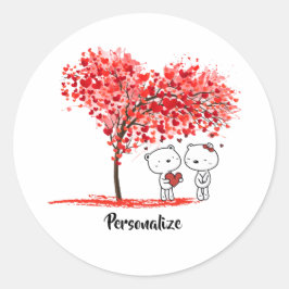 Cute Valentine Watercolor Artsy Personalize Runt Klistermärke