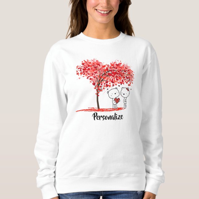 Cute Valentine Watercolor Artsy Personalize T Shirt (Framsida)