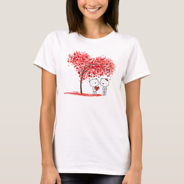 Cute Valentine Watercolor Artsy Personalize T Shirt (Framsida)