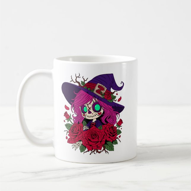 Cute Valentine Witch Zombie Kaffemugg (Vänster)
