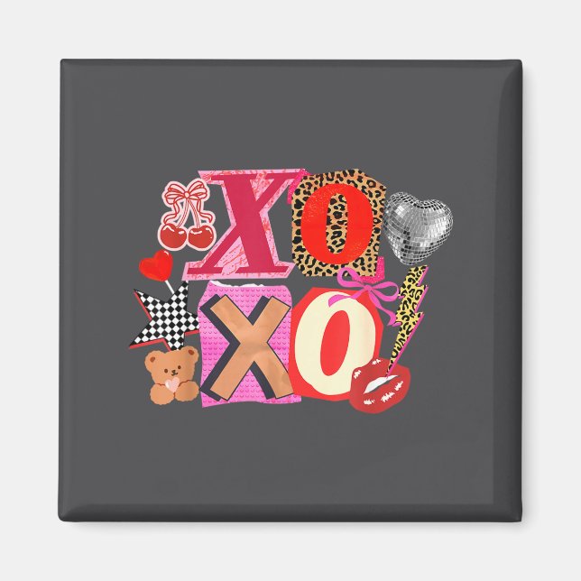 Cute Valentine Xoxo Funny Valentine Hearts Lover G Magnet (Framsidan)