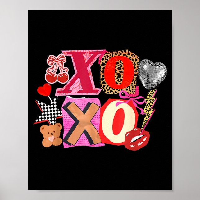 Cute Valentine Xoxo Funny Valentine Hearts Lover G Poster (Framsidan)