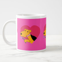 Cute Valentines Airedale Terrier Hund med Ro Mugg