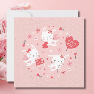 Cute Valentines änglar på rosa Anteckningskort